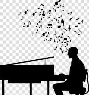 Piano  Player  Jazz  Music  Silhouette  Acoustic   Man On Computer Desk Clipart  HD Png Download