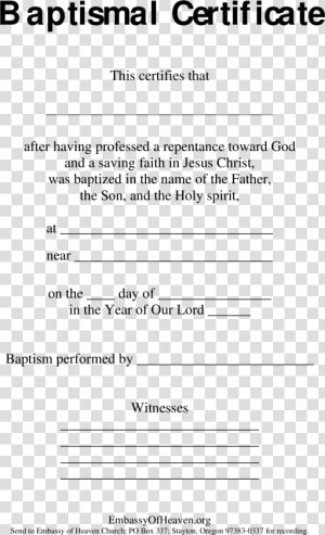 Blank Baptism Certificate Sample Main Image   Modern Control Systems 12th Edition Ans  HD Png Download