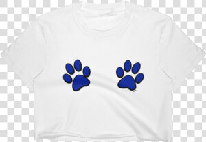 Double Blue Paw Prints T shirt Crop Top   Frangipani  HD Png Download