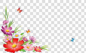 Border Design Flowers And Butterfly   Transparent Cartoons   Border Design Flower And Butterfly  HD Png Download