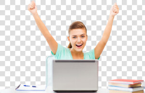 Transparent Beautiful Lady Clipart   Happy Student Using Laptop  HD Png Download