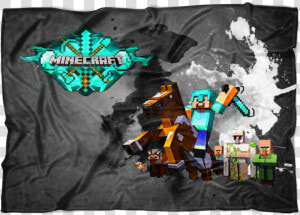 Minecraft Fleece Blanket Steve Diamond Sword Color   Graphic Design  HD Png Download