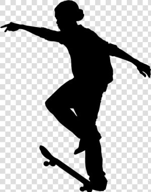 Skateboarding Black  amp  White   Silhouette Skateboarder Png  Transparent Png