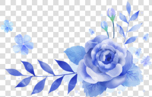  ftestickers  border  corner  watercolor  flowers  blue   Blue Watercolour Flowers Border  HD Png Download