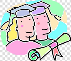 Vector Illustration Of School Graduates With Mortarboard  HD Png Download