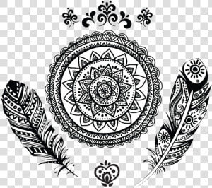  feathers  tribal  design  blackandwhite  png  tattoo   Mandala Tribal Tattoo  Transparent Png