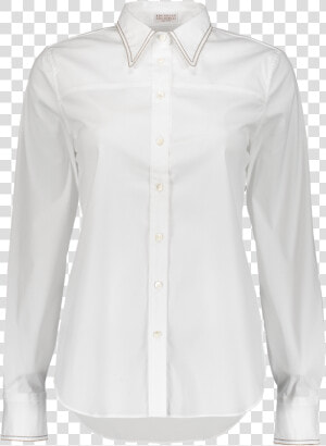 Long Sleeve Button Up Blouse In White  HD Png Download