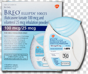 Breo Ellipta 100mcg Packaging Enlarged   Breo Ellipta 200 Mcg 25 Mcg  HD Png Download