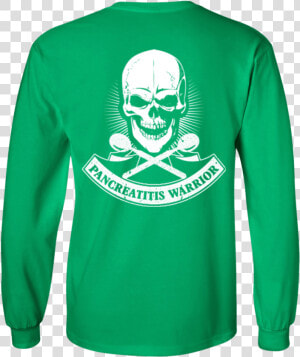 Pancreatitis Warrior Skull Long Sleeve Unisex T Shirt   T shirt  HD Png Download