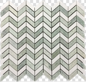 White Thassos Petite Chevron With Ming Green Mosaic   Tile  HD Png Download