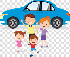 Family Car Vectors Png   Png Download   Family Car Driving Clipart  Transparent Png