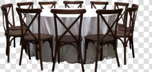 Round Banquet Table With 12 Mahogany Cross back Chairs   Kitchen  amp  Dining Room Table  HD Png Download