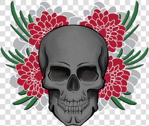 Skull  Flowers  Bone  Colorful  Floral  Dark  Design   Skull  HD Png Download