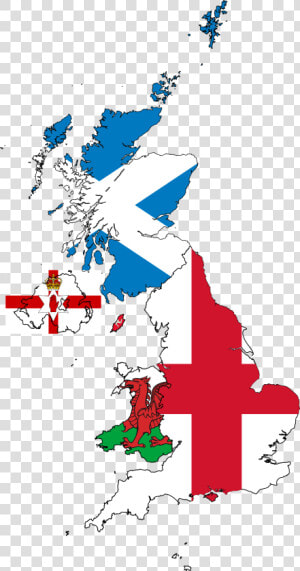 United Kingdom And Northern Ireland Flag Map   Map Of The Uk Flags  HD Png Download