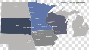 Midwest States And Capitals Map  HD Png Download