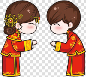 Chinese Wedding Cartoon Men And Women Ⓒ   Chinese Wedding Cartoon Png  Transparent Png