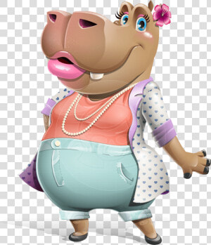 Female Hippo Cartoon Character  HD Png Download