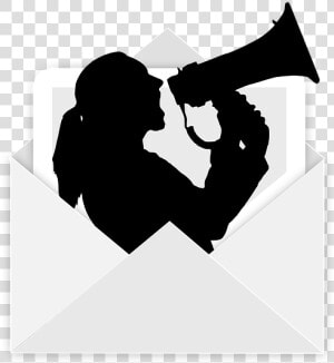 Envelope  Megaphone  Woman  Scream  Barker  Post   Screaming Female Siloutte  HD Png Download