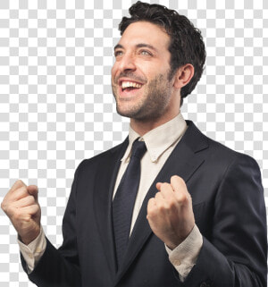 Excited Businessman With Clenched Fists   Excited Business Man  HD Png Download