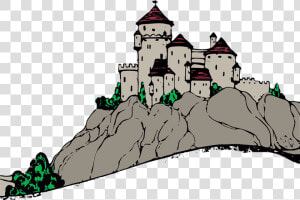 Castle  Palace  Fantasy  Building  Medieval  King   Cartoon Castle On A Hill  HD Png Download