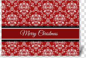 Merry Christmas Red Damask Greeting Card   Greeting Card  HD Png Download