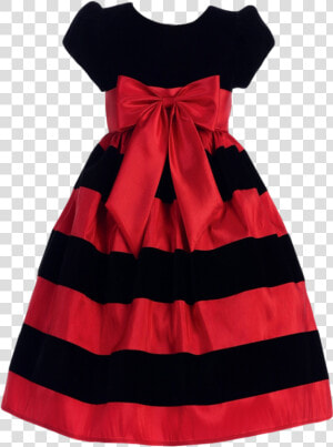 Christmas Dress Png   Girls Black Dress With Red Bow  Transparent Png