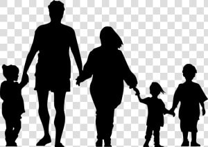 Standing human Behavior silhouette   Silhouette Of A Family Holding Hands  HD Png Download