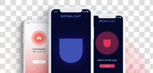 Three Smart Phones Showing Various Emergency Notifications   Noonlight App  HD Png Download