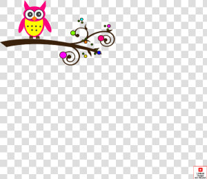 How To Set Use Pink Owl Colorful Branch3 Clipart   Free Clip Art Owl On Branch  HD Png Download