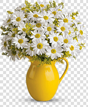 Sunny Day Pitcher Of Daisies   Yellow Flower Pot Png  Transparent Png