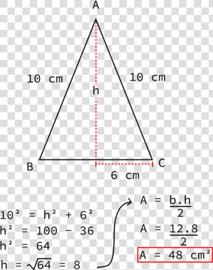 Área Do Triângulo Isósceles   Calcular A Area De Um Triangulo  HD Png Download