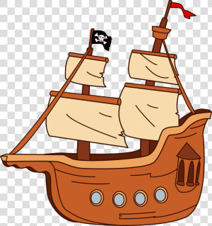 Pirate Ship Vector   Cartoon Ship Transparent Background  HD Png Download