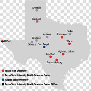 Texas Tech On Texas Map  HD Png Download