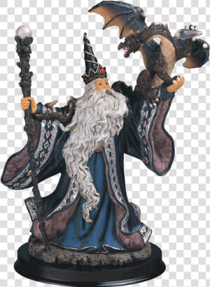 Wizard With Dragon Statue   Wizard Figurines  HD Png Download