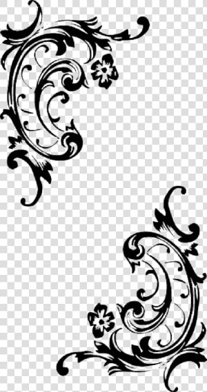 Baroque  Pattern  Style  Flourish  Corner  Border   Baroque Black And White  HD Png Download