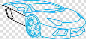 Transparent Simple Car Clipart   Simple Lamborghini Aventador Drawing  HD Png Download