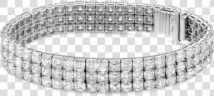 3 Row Asscher Diamond Bracelet   3 Row Diamond Bracelet  HD Png Download