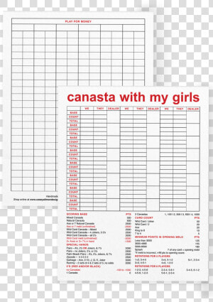 Canasta With My Girls Scoring Pad  HD Png Download