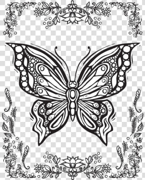 611 X 782   Printable Coloring Pages For Adults Butterflies  HD Png Download