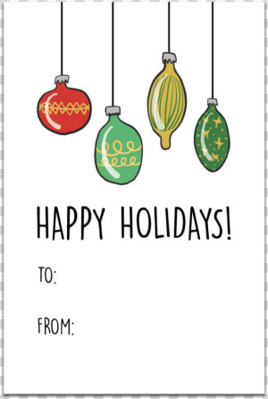 Happy Holidays Christmas Bulbs Gift Tag   Happy Holidays Tag  HD Png Download