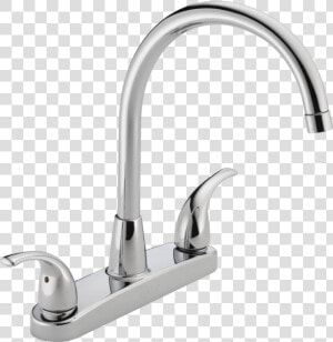 P299568lf b1   Delta Kitchen Faucet High Arc Two Handle  HD Png Download