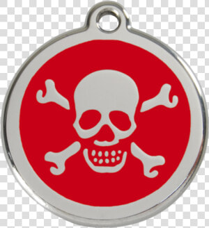 Red Skull  amp  Crossbones Pet Tag   Placas Identificativas Para Perros  HD Png Download