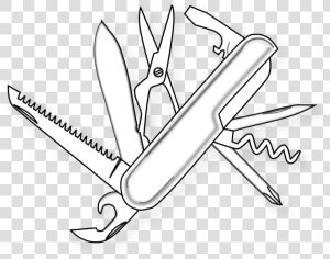 Transparent Switchblade Clipart   Swiss Army Knife Drawing  HD Png Download