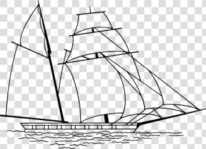 Old Sailing Ship Line Art   Jib Of A Ship  HD Png Download