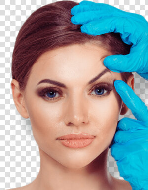 A Surgeon Working On A Woman S Face   Botox Brow Lift  HD Png Download