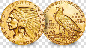 The Very First Gold Coins To Be Struck In America   Indian Head Gold Coin  HD Png Download