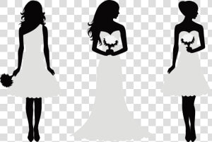 Decorative Silhouette Bride And Bridesmaids Png Download   Bride And Bridesmaid Silhouette  Transparent Png