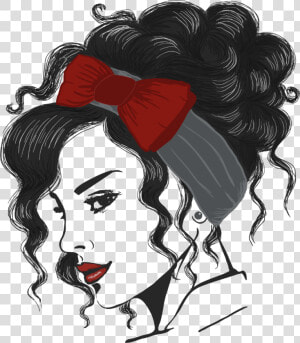  girl  retro  blackhair  woman  silhouette  outlines   Hairstyles For Fashion Illustration  HD Png Download