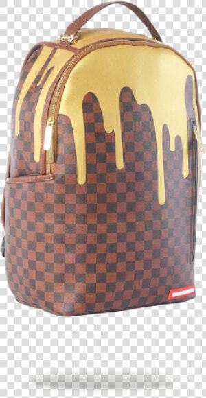 Sprayground Gold Checkered Drips Backpack  HD Png Download