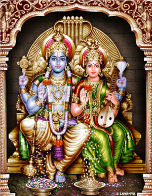 Lord Vishnu With Lakshmi  HD Png Download